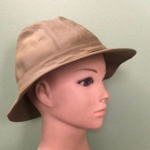 Burberrys England Tan Khaki Bucket Rain Hat Sz 7 Cotton Blend +COA